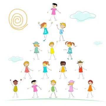 Kid forming a pyramid Stock Illustration