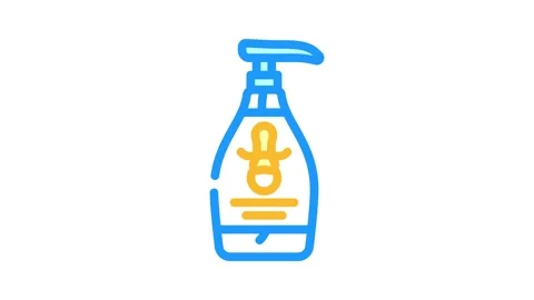 Kid friendly liquid soap packaging color icon animation Stock Footage 327256337
