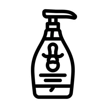 Kid friendly liquid soap packaging line icon vector illustration Stock Illustration
