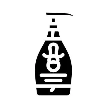 Kid friendly liquid soap packaging glyph icon vector illustration Stock Illustration