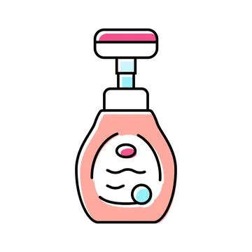 Kid friendly liquid soap packaging color icon vector illustration Stock Illustration