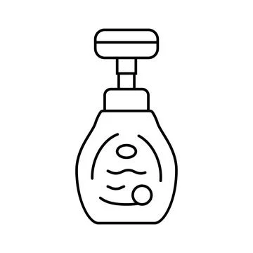 Kid friendly liquid soap packaging line icon vector illustration Stock Illustration