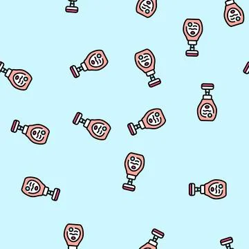 Kid friendly liquid soap packaging vector seamless pattern Stock Illustration
