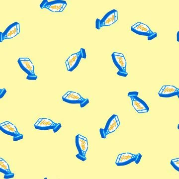 Kid friendly liquid soap packaging isometric icon seamless pattern Stock Illustration