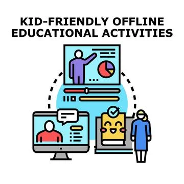 Kid friendly offline educational activities concept learning 库存插图