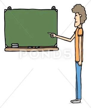 Kid in front of blackboard Stock Illustration