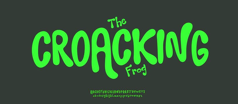 Kid Fun Font, Wavy Liquid Letters, Green Organic Alphabet for Cheerful Branding Stock Illustration