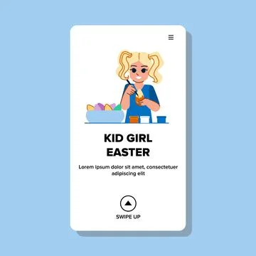 Kid girl easter vector Stock Illustration