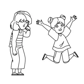 Kid girl lazy active vector Stock Illustration
