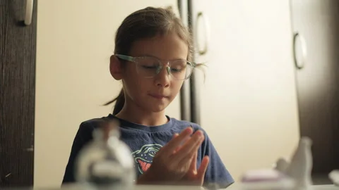 Kid girl making DIY using clay. Kid creativity, imagination, handicraft concept Stock Footage 252217435