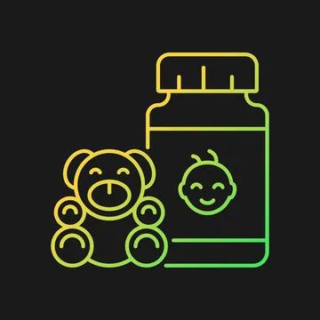 Kid growth supplements gradient vector icon for dark theme Illustrazione stock