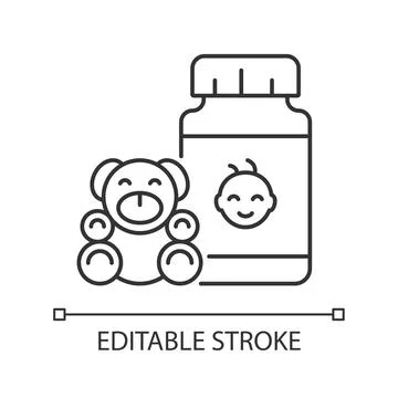 Kid growth supplements linear icon Illustrazione stock