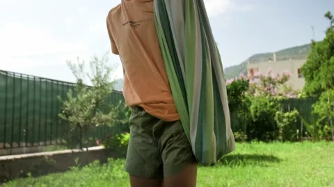 Kid on hammock Stock Footage 203485319