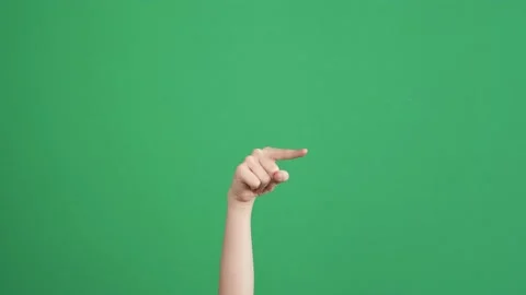 Kid hand counting something or pointing at someone or something over chroma key Stock Footage 154259862