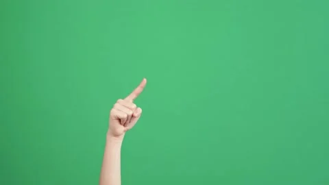 Kid hand pointing at someone or something, counting and show two hands thumbs up Stock Footage 158059095
