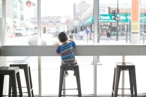 Kid having lunch Foto stock