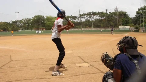 Kid Hitting Baseball Video stock 125153067