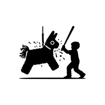 Kid hitting a pinata Stock Illustration