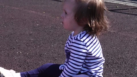 Kid hitting trash from the treadmill Stock Footage 138699926