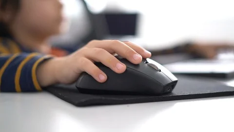 Kid at home using computer Stock Footage 105237812
