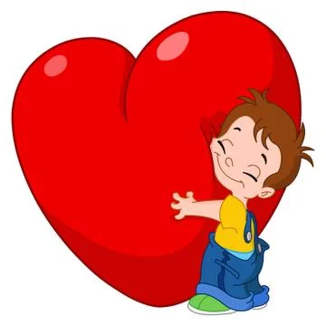 Kid hug heart Stock Illustration