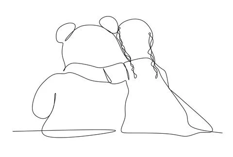 Kid hugging teddy bear.  Stock Illustration