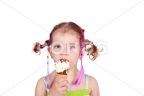 Kid with ice cream.JPG Stock Photos