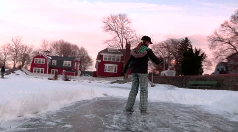 Kid Ice Skating Slo-Mo  Stock Footage 888583