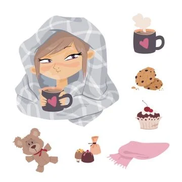 Kid Illness icons Illustrazione stock