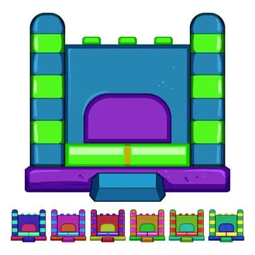 Kid inflatable castle cartoon vector graphic Stock Illustration