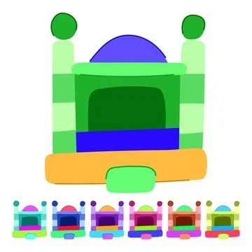 Kid inflatable castle vector cartoon graphic Illustration