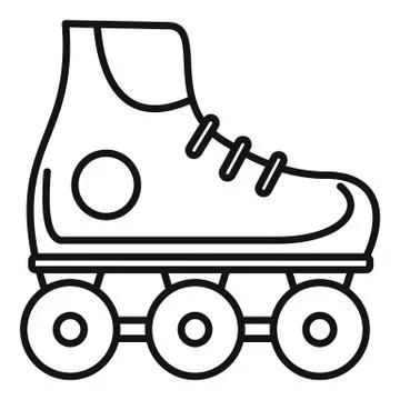 Kid inline skates icon, outline style Stock Illustration