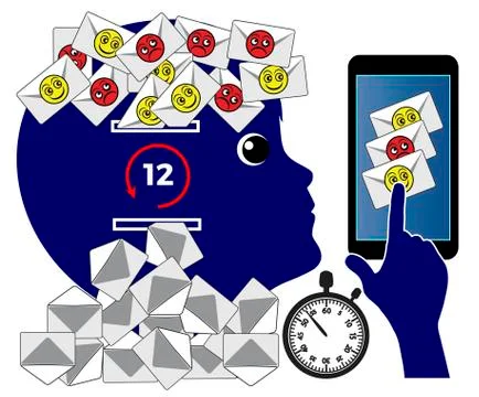 Kid with Instant Messaging Addiciton Illustrazione stock