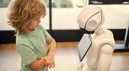 Kid Interact With Robot Artificial Intelligence, Tech Progress Stock Photos