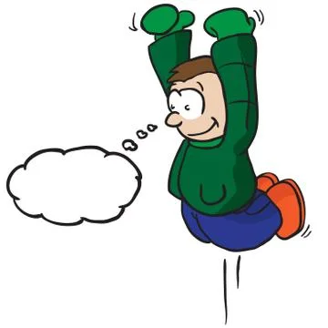 Kid jump with thought bubble Stock Illustration