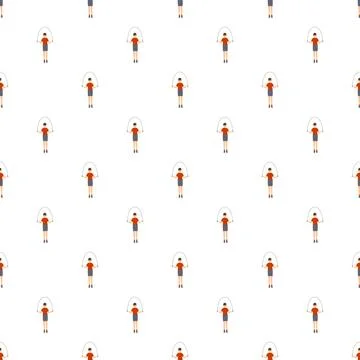 Kid jumping rope exercise seamless pattern background Stock Illustration