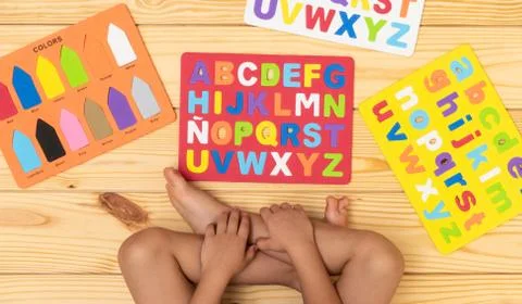 Kid Learning the Alphabet Stock Photos