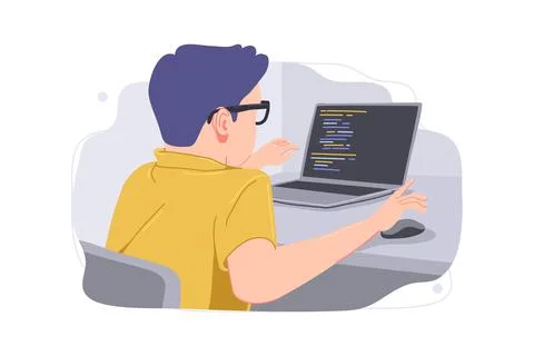 Kid Learning App Coding Concept Stock Illustration