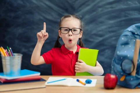 Kid is learning in class Stock Photos