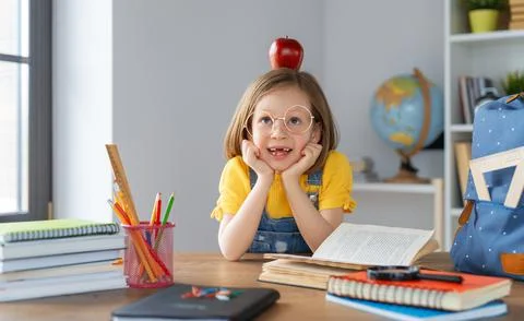 Kid is learning in class Stock Photos