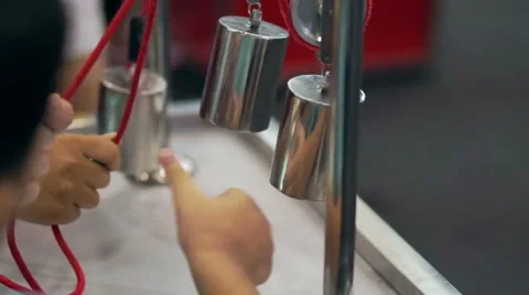 Kid learning physic, sling hoist against gravity Stock Footage 51213810