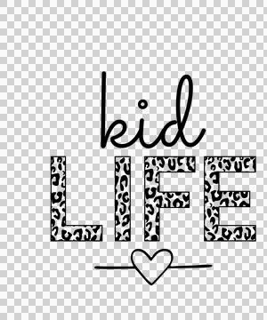 Kid Life Leopard Print Typography pattern heart Stock Illustration