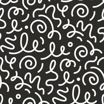 Kid line abstract shape seamless pattern. Abstract cute children party squiggle Stock Illustration