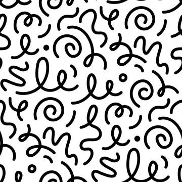 Kid line abstract shape seamless pattern. Abstract cute children party squiggle Stock Illustration