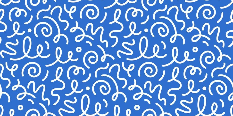 Kid line color seamless pattern. Abstract cute children party squiggle Stock Illustration