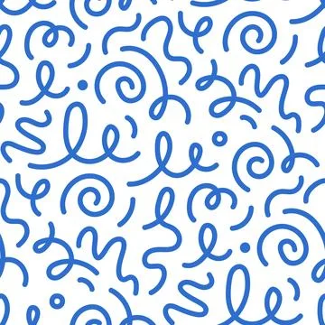 Kid line color seamless pattern. Abstract cute children party squiggle Stock Illustration