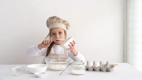 Kid make cookie at home, make fun, enjoy. Stock Footage 178527215