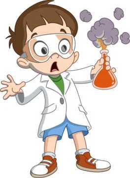 Kid makes science experiment Stock Illustration