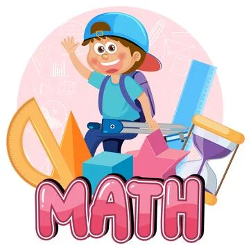 Kid with math element banner Stock Illustration