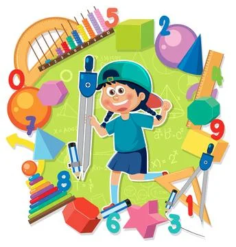 Kid with math element banner Stock Illustration